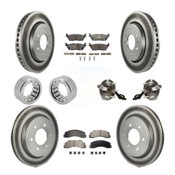 Front Rear Hub Bearings Coated Disc Brake Rotors And Pads Shoes Kit (10Pc) For Ford F-150 KBB-113100