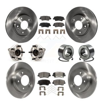 Front Rear Hub Bearing Disc Brake Rotor & Pads Kit (10Pc) For Hyundai Veloster Elantra GT KBB-113126