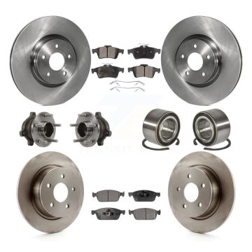 Front Rear Wheel Hub Bearing Disc Brake Rotor And Pad Kit (10Pc) For Ford Transit Connect KBB-113131