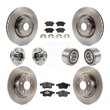 Front Rear Wheel Hub Bearing Disc Brake Rotor And Pads Kit (10Pc) For 2014-2018 Fiat 500L KBB-113134