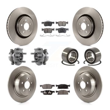 Front Rear Wheel Hub Bearing Disc Brake Rotors And Pads Kit (10Pc) For 2015 Ford Edge AWD KBB-113135