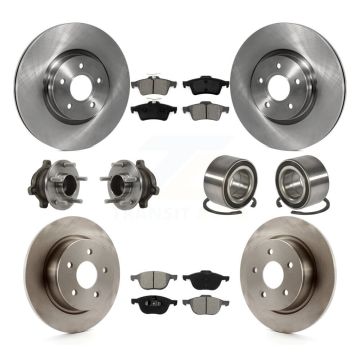 Front Rear Wheel Hub Bearing Disc Brake Rotor And Pad Kit (10Pc) For Ford Transit Connect KBB-113146