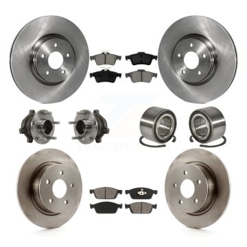 Front Rear Wheel Hub Bearing Disc Brake Rotor And Pad Kit (10Pc) For Ford Transit Connect KBB-113147