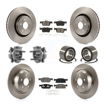 Front Rear Wheel Hub Bearing Disc Brake Rotors And Pads Kit (10Pc) For 2015 Ford Edge AWD KBB-113148