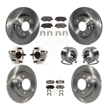 Front Rear Hub Bearing Disc Brake Rotor & Pads Kit (10Pc) For Hyundai Veloster Elantra GT KBB-113158