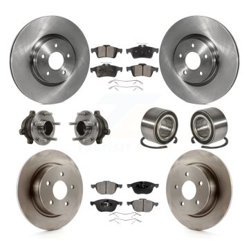 Front Rear Wheel Hub Bearing Disc Brake Rotor And Pad Kit (10Pc) For Ford Transit Connect KBB-113162