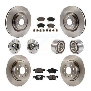 Front Rear Wheel Hub Bearing Disc Brake Rotor And Pads Kit (10Pc) For 2014-2018 Fiat 500L KBB-113166
