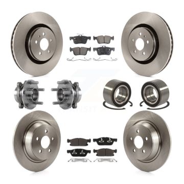Front Rear Hub Bearing Disc Brake Rotor And Ceramic Pad Kit (10Pc) For 2015 Ford Edge AWD KBB-113167