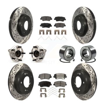Front Rear Hub Bearing Coated Brake Rotor Pads Kit (10Pc) For Hyundai Veloster Elantra GT KBB-113174