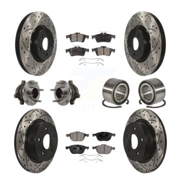 Front Rear Hub Bearing Coated Disc Brake Rotor & Pads Kit (10Pc) For Ford Transit Connect KBB-113177