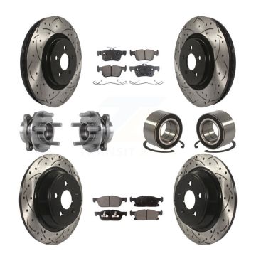 Front Rear Hub Bearing Coated Disc Brake Rotor And Pads Kit (10Pc) For 2015 Ford Edge AWD KBB-113180