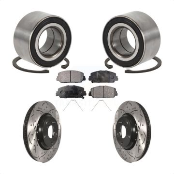 Front Wheel Bearing Coated Drilled Slotted Brake Rotor Pads Kit For Honda Civic Acura ILX KBB-113181