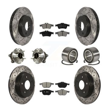 Front Rear Hub Bearing Coat Brake Rotor Pad Kit (10Pc) For Ford Focus With Parking Assist KBB-113184