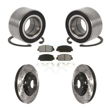 Front Wheel Bearing Coated Drilled Slotted Brake Rotor Pads Kit For Honda Civic Acura ILX KBB-113190
