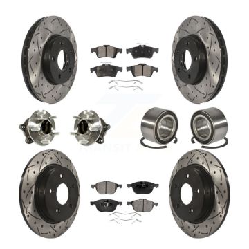 Front Rear Hub Bearing Coat Brake Rotor Pad Kit (10Pc) For Ford Focus With Parking Assist KBB-113193