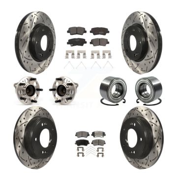 Front Rear Hub Bearing Coated Brake Rotor Pads Kit (10Pc) For Hyundai Veloster Elantra GT KBB-113195