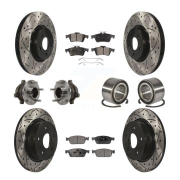 Front Rear Hub Bearing Coated Disc Brake Rotor & Pads Kit (10Pc) For Ford Transit Connect KBB-113199