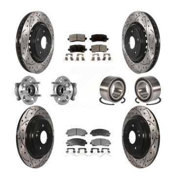 Front Rear Hub Bearing Coated Disc Brake Rotor Pad Kit (10Pc) For 2015-2020 Acura TLX AWD KBB-113200