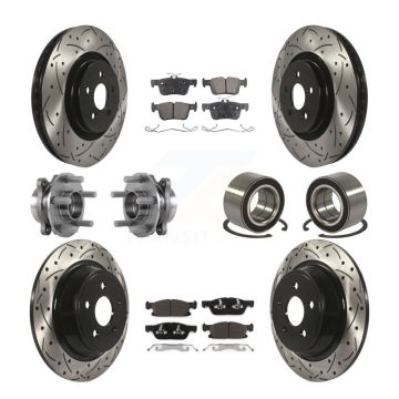 Front Rear Hub Bearing Coated Disc Brake Rotor And Pads Kit (10Pc) For 2015 Ford Edge AWD KBB-113201