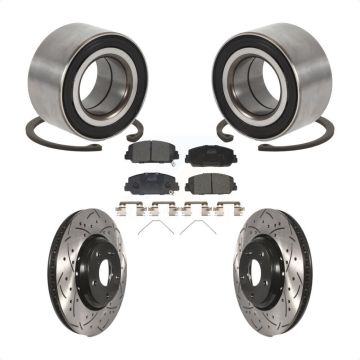 Front Wheel Bearing Coated Drilled Slotted Brake Rotor Pads Kit For Honda Civic Acura ILX KBB-113202