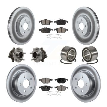 Front Rear Hub Bearing Coated Disc Brake Rotor & Pads Kit (10Pc) For Ford Transit Connect KBB-113214