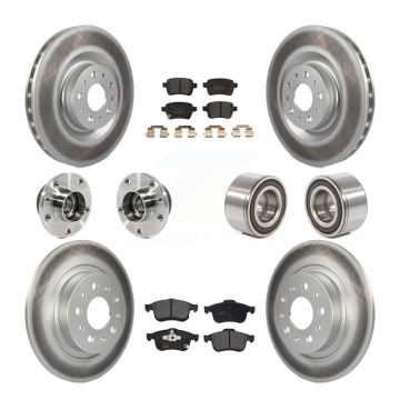 Front Rear Hub Bearing Coated Disc Brake Rotor And Pad Kit (10Pc) For 2014-2018 Fiat 500L KBB-113219