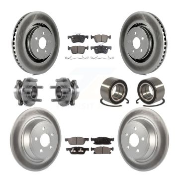 Front Rear Hub Bearing Coated Disc Brake Rotor And Pads Kit (10Pc) For 2015 Ford Edge AWD KBB-113220