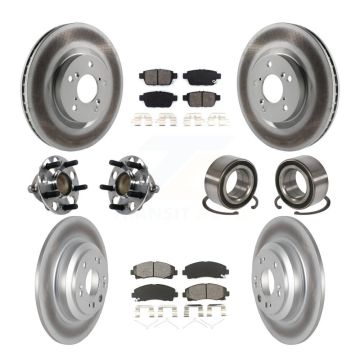 Front Rear Hub Bearing Assembly Coated Disc Brake Rotors And Pads Kit (10Pc) For Acura TL KBB-113233