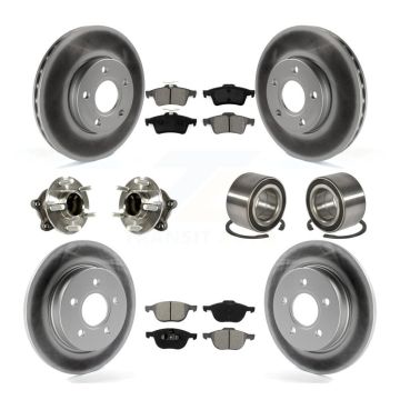 Front Rear Hub Bearing Coat Brake Rotor Pad Kit (10Pc) For Ford Focus With Parking Assist KBB-113234