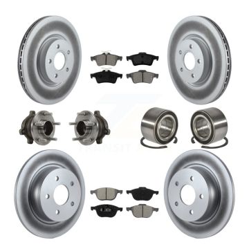Front Rear Hub Bearing Coated Disc Brake Rotor & Pads Kit (10Pc) For Ford Transit Connect KBB-113238