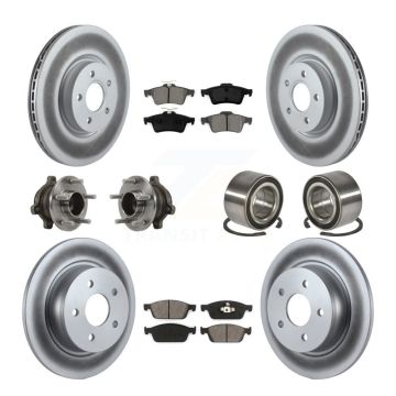 Front Rear Hub Bearing Coated Disc Brake Rotor & Pads Kit (10Pc) For Ford Transit Connect KBB-113239