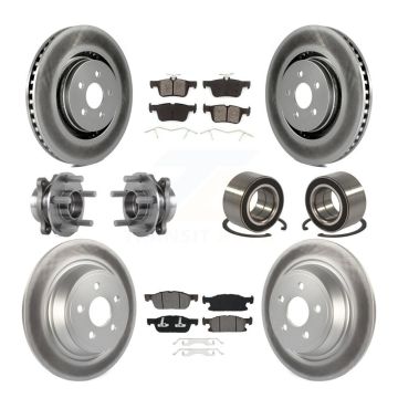 Front Rear Hub Bearing Coated Disc Brake Rotor And Pads Kit (10Pc) For 2015 Ford Edge AWD KBB-113240