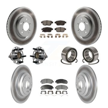 Front Rear Hub Bearings Coated Disc Brake Rotors And Ceramic Pads Kit (10Pc) For Acura TL KBB-113250