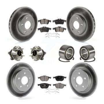 Front Rear Hub Bearing Coat Brake Rotor Pad Kit (10Pc) For Ford Focus With Parking Assist KBB-113251