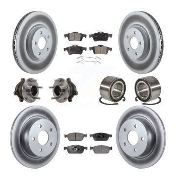 Front Rear Hub Bearing Coated Disc Brake Rotor & Pads Kit (10Pc) For Ford Transit Connect KBB-113259