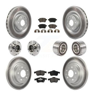 Front Rear Hub Bearing Coated Disc Brake Rotor And Pad Kit (10Pc) For 2014-2018 Fiat 500L KBB-113263