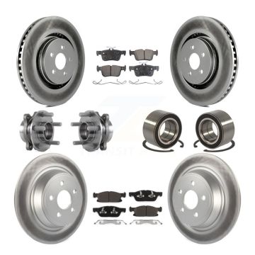 Front Rear Hub Bearing Coated Disc Brake Rotor And Pads Kit (10Pc) For 2015 Ford Edge AWD KBB-113264