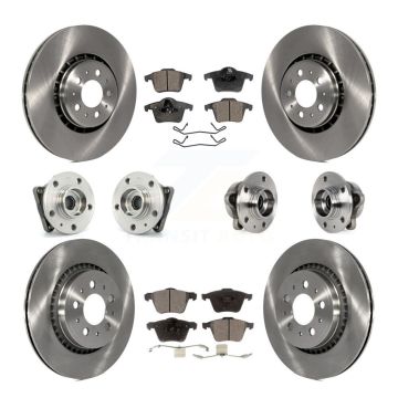 Front Rear Hub Bearing Disc Brake Rotors And Pads Kit (10Pc) For 2008-2014 Volvo XC90 AWD KBB-113294