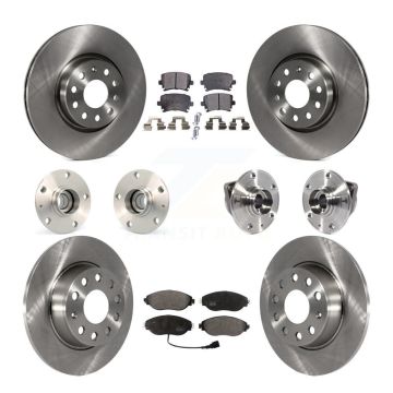 Front Rear Hub Bearings Assembly Disc Brake Rotors And Pads Kit (10Pc) For Volkswagen GTI KBB-113298