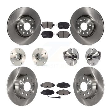 Front Rear Hub Bearings Assembly Disc Brake Rotors And Pads Kit (10Pc) For Volkswagen GTI KBB-113301