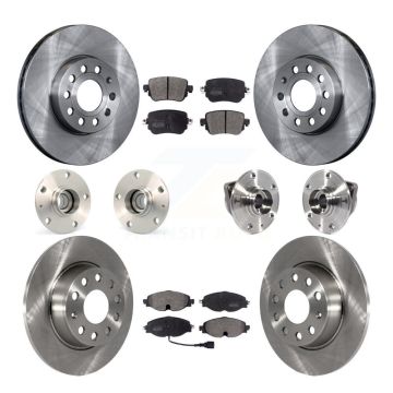 Front Rear Hub Bearing Disc Brake Rotor And Pad Kit (10Pc) For Volkswagen Golf SportWagen KBB-113303