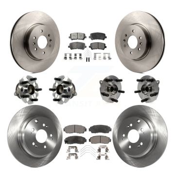 Front Rear Hub Bearings Disc Brake Rotors And Pads Kit (10Pc) For 2011-2014 Honda Odyssey KBB-113304