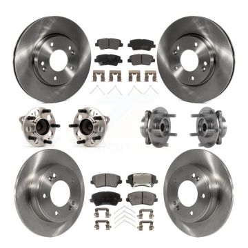 Front Rear Hub Bearings Disc Brake Rotors And Pads Kit (10Pc) For 2017 Hyundai Elantra GT KBB-113310