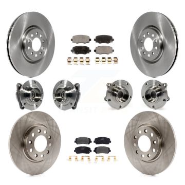 Front Rear Hub Bearing Disc Brake Rotor And Pad Kit (10Pc) For 2015-2017 Chrysler 200 FWD KBB-113315