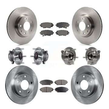 Front Rear Hub Bearings Assembly Disc Brake Rotors And Pads Kit (10Pc) For Mazda 3 Sport KBB-113319