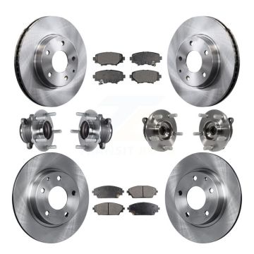 Front Rear Hub Bearings Assembly Disc Brake Rotors And Pads Kit (10Pc) For Mazda 3 Sport KBB-113320