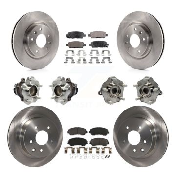 Front Rear Hub Bearing Disc Brake Rotor And Pad Kit (10Pc) For Nissan Rogue Sport Qashqai KBB-113321