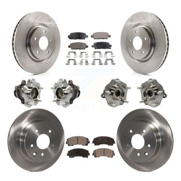 Front Rear Hub Bearing Disc Brake Rotor And Semi-Metallic Pad Kit (10Pc) For Nissan Rogue KBB-113322