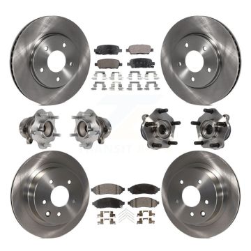 Front Rear Hub Bearing Disc Brake Rotor And Semi-Metallic Pads Kit (10Pc) For Nissan LEAF KBB-113323