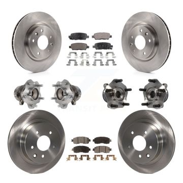 Front Rear Hub Bearing Disc Brake Rotor And Semi-Metallic Pads Kit (10Pc) For Nissan LEAF KBB-113325